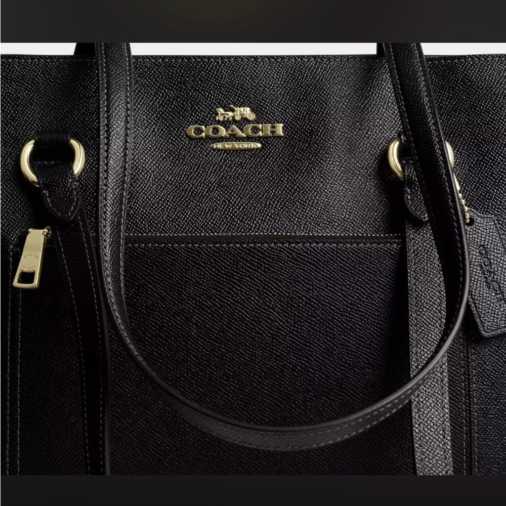 Coach Black Tote with Gold Details